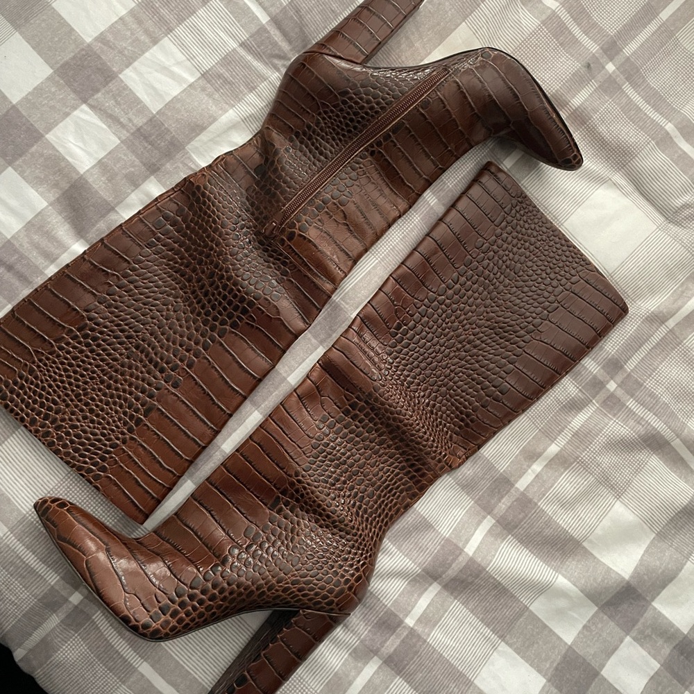 Aldo knee high croc boots